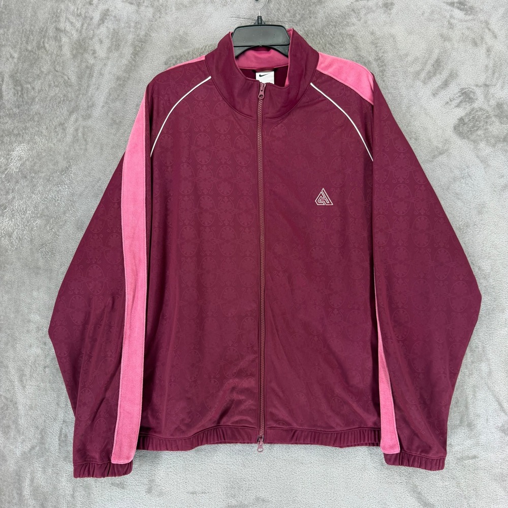 Nike Giannis Antetokounmpo Track Jacket Mens 2XL Burgundy Pink DQ5660 GA Logo